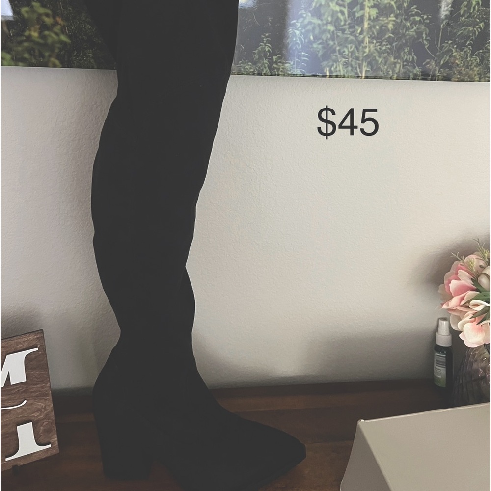 Marc fisher thigh high black suede boots